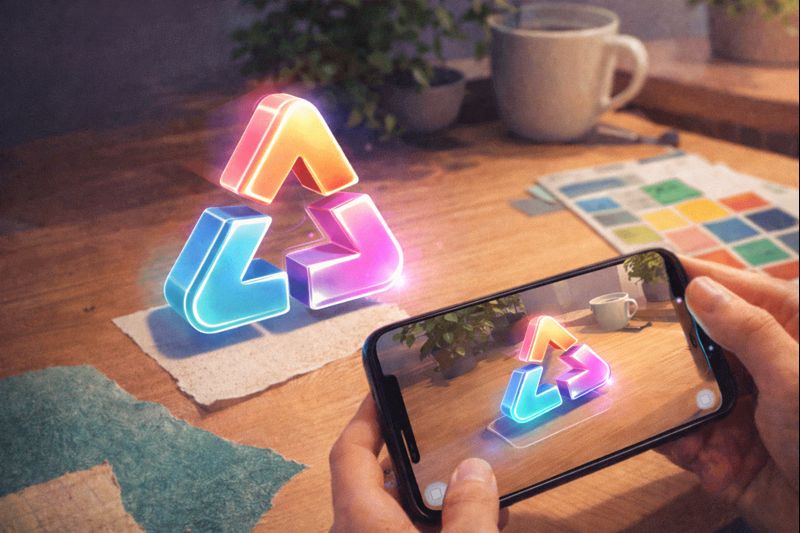 logo as a virtual sticker on a real table